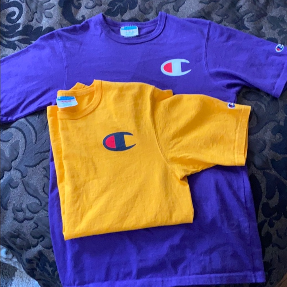 Purple and gold short sleeve champion t shirts